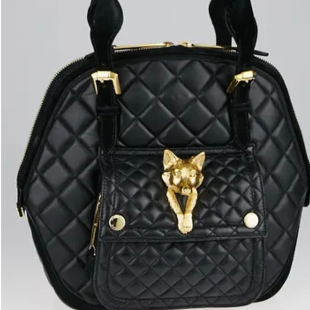Burberry Prorsum Black Quilted Nappa Leather Country Animal Orchard Bag